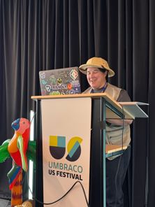 Jen Wolke presenting at Umbraco US Festival 2025